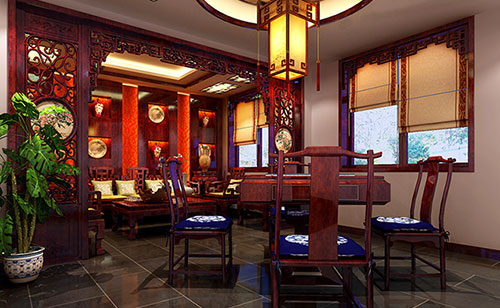 黄山古典中式风格茶楼包间设计装修效果图