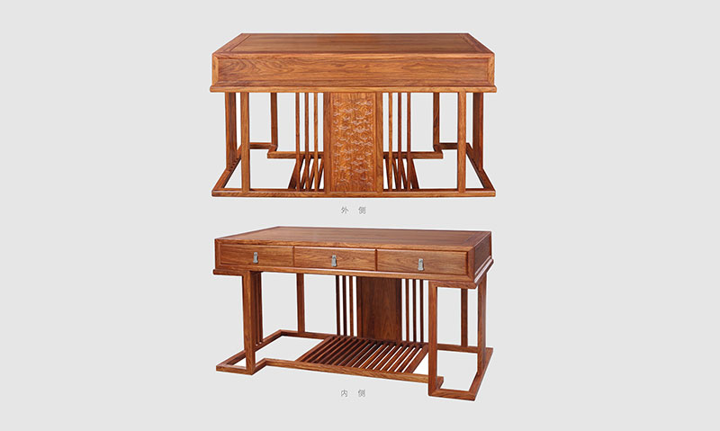 黄山 别墅中式家居书房装修实木书桌效果图